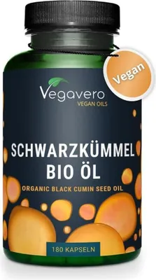 Produktbild von Vegavero Schwarzkümmelöl  | 180 Kapseln | kaltgepresst | Linolsäure, Ölsäure, Thymoquinon und Vitamin E | vegan