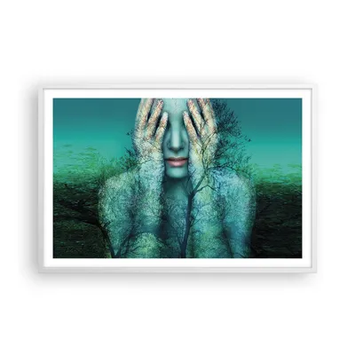 Produktbild von Gerahmtes Poster - Weißer Rahmen - Frau Natur Grafik - 91,5x61 cm - Wand Bild - Wanddeko - Wandbilder - Kunstposter - Wandposter - Bilderrahmen - Bilder - Kunstdruck - Wandbild - P2WAA91x61-4254