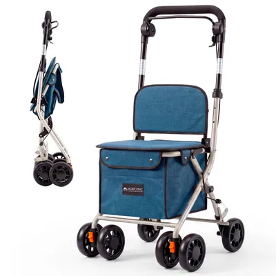 Produktbild von Rollator Mit großer einkaufstasche und sitz Mobiclinic Einkaufstrolley mit Sitz Mit korb 21L Klappbarer Coliseo Einkaufswagen 4 Rädern Stahl Einkaufsr
