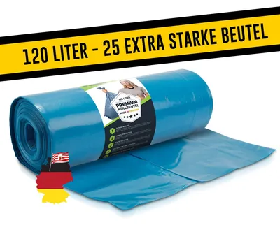 Produktbild von Müllsäcke 120L Blau - 25 Stück - Extrem Reißfest - Abfallsäcke - Abfall