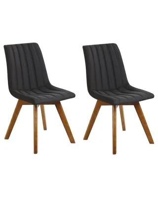 Produktbild von BELIANI Esszimmerstuhl 2er Set Schwarz Polsterbezug Vertikale Steppung Massive Beine aus Buchenholz Elegant Retro