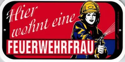 Produktbild von Hinweisschild - Türschilder - Hier wohnt eine Feuerwehrfrau - 14,5 x 7,5 cm - 308174/1 -