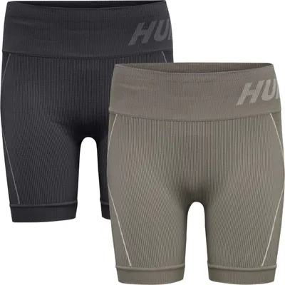 Produktbild von hummel hmlTE CHRISTEL 2-PACK SEAML SHORTS - BLACK/CHATEAU GREY - XS