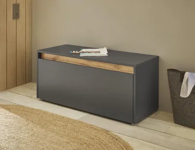 Produktbild von Garderobenbank Schuhschrank 100 cm anthrazit + Eiche grifflos Boston