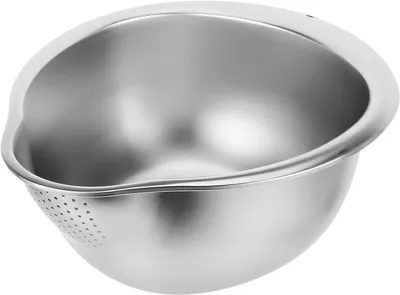 Produktbild von Robuster Edelstahl-Abtropfkorb zum Waschen von Gemüse, Obst und Reis mit Feinmaschensieb