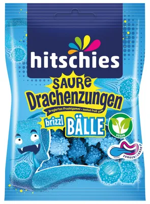 Produktbild von hitschies Saure Drachenzungen brizzl Bälle Blau 100g