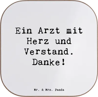 Produktbild von Mr. & Mrs. Panda Holzuntersetzer Spruch Arzt mit Herz - Weiß - Geschenk, Getränkeuntersetzer, Geschenkidee, Danke, Coaster, gläseruntersetzer, dankbarer Patient, sagen
