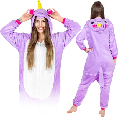 Obrázek produktu pro Dámský a pánský halloweenský kostým - jednodílné pyžamo Unicorn - overal - karnevalové a pyžamové kostýmy pro dospělé, velikost L