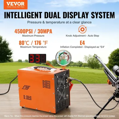 Produktbild von PCP Air Compressor, 4500PSI/30Mpa Portable PCP Compressor with Built-in Power Converter, Auto-Stop | DC12V/AC230V | Oil & Water-Free Compressor Pump