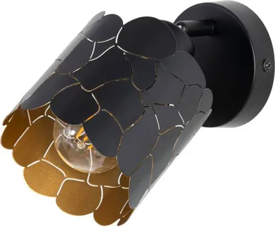 Produktbild von Lindby Wandleuchte Aralena, schwarz/gold, 1-flg., Ø 12cm
