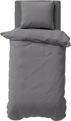 Produktbild von 2 teilige Uni Bettwäsche 155x220 cm Mikrofaser Grau Bettbezug Garnitur Set