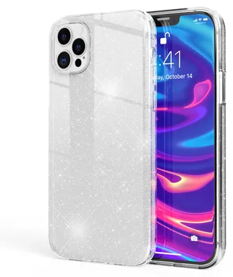 Immagine prodotto di NALIA Glitter Custodia del telefono cellulare per iPhone 12 Pro Max, Bling Case Glitter Cover Bumper Argento