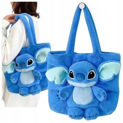 Zdjęcie produktu dla Dionizos pluszowa torba Stitch - Miękka torba na ramię dla dzieci - Przytulna i urocza torba materiałowa z paskiem na ramię - Idealna na prezent