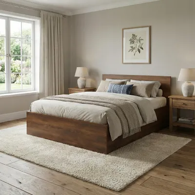 Produktbild von Komvortowy | Bett 120x200 Cm | Doppelbett Mit Metall-Lattenrost | ARVADONNA-KASTANIE | Großem Bettkasten & Stauraum | Hochklappbar Nach Oben