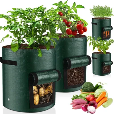 Imagen del producto de Bolsas para plantas con asas, de 10 galones, paquete de 4, para patatas y verduras