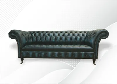 Produktbild von Chesterfield 3 Sitzer Schwarz Leder Wohnzimmer Modern Design Couchen Sofa