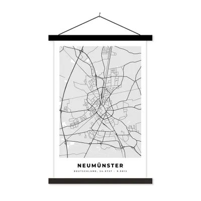 Produktbild von MuchoWow® Textilposter Deutschland - Neumünster - Karte - Stadtplan 120x180 cm mit schwarzem Rahmen - Fotos