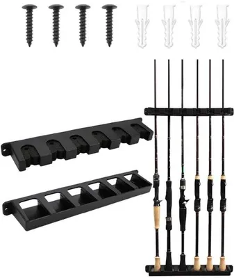 Produktbild von Famanu Halter Wandhalterung für Angeln - 6 Positionen - 35x6,5cm - Schwarz