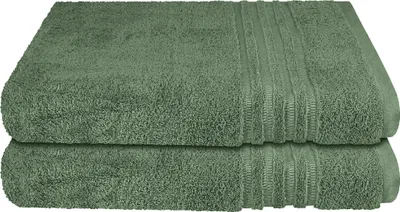Produktbild von Schiesser Frottier Duschtuch Milano im 2er Set | 100% Baumwolle aus nachhaltiger Produktion | weich, saugstark, farbecht | 70x140cm | Dunkelgrün