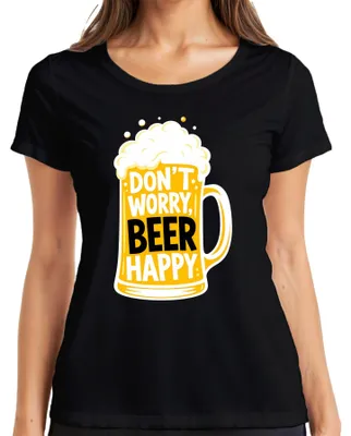 Obrázek produktu pro Tričko s potiskem "Don't Worry Beer Happy Lustig Saufen Party Biertrinker ", černé barvy, velikost M
