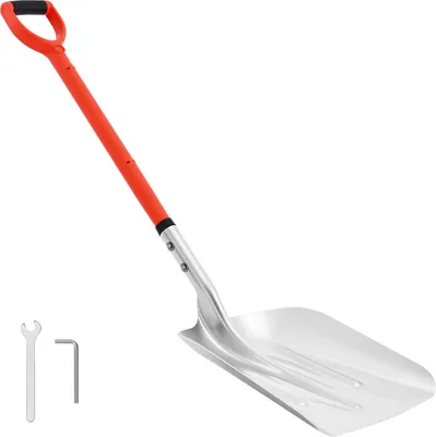 Immagine prodotto di SucceBuy pala da neve in lega di alluminio, 350x400 mm, con manico a D, strumento portatile per lo sgombero della neve in giardino, in auto e in campeggio