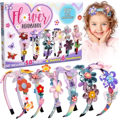 Image de Kit de loisirs créatifs pour filles de 5 à 12 ans, pour créer des accessoires de cheveux tendance et uniques