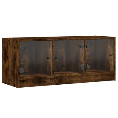 Obrázok produktu pre vidaXL TV skrinka so sklenenými dvierkami, údený dub 102x37x42 cm