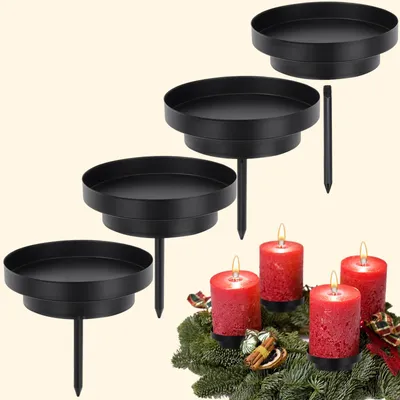 4 Adventskerzenhalter Metall schwarz 8 cm 2-in-1