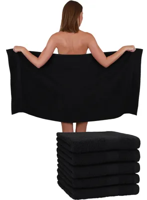 Produktbild von Betz 6 Stück Duschtücher 70 x 140 cm PREMIUM 100% Baumwolle Liegetuch Strandtuch   Farbe: schwarz