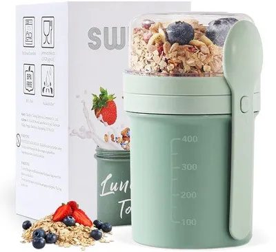 Produktbild von Grüner Muesli Becher 450ml + 250ml mit Löffel