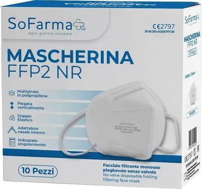 Immagine prodotto di Mascherina Ffp2 Bianca 10 Pezzi Sofarmapiu'