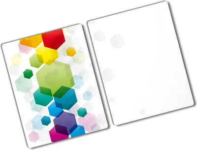 Produktbild von Tulup Glas Herdabdeckplatte - 2x40x52 cm - Glaskeramikkochfeld-Abdeckung Spritzschutz Glasabdeckplatte Kochplattenabdeckung und Schneidebrett - Zweiteilig - Kunst: modern & klassisch - Bunte Würfel - Mehrfarbig