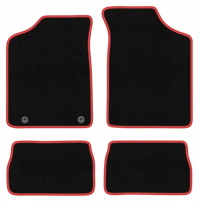 Image de Tapis de sol en moquette pour Peugeot 106 1991-2003 (à hayon) – jeu 4 pièces, noir/rouge, sur mesure – Wielganizator CARLUX