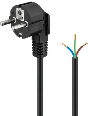Produktbild von Schutzkontaktkabel abgewinkelt zum Konfektionieren, 2 m, schwarz, (3\*0,75 mm²)
