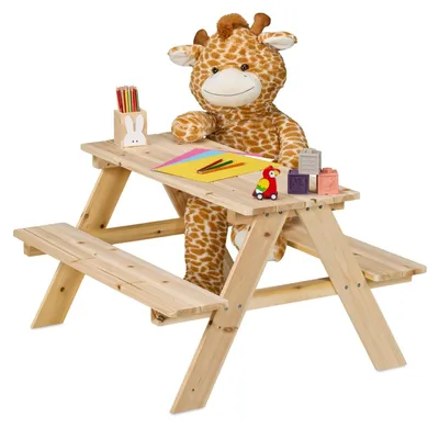 Obrázek produktu pro Dětský piknikový stůl - Dřevo - Hrací stolek - Venkovní - 90 x 78 cm - Pro 4 děti - Na zahradu a na léto