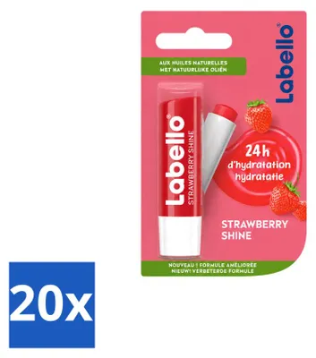 Produktbild von 20 x Labello Fruity Shine Strawberry Lippenbalsem - Vorteilspackung - 20 Stücke