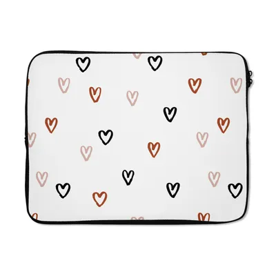 Produktbild von MuchoWow® Laptop Hülle 17 Zoll Laptoptasche Valentinstag - Romantisch - Herz - Muster - Zipper - Schutzabdeckung
