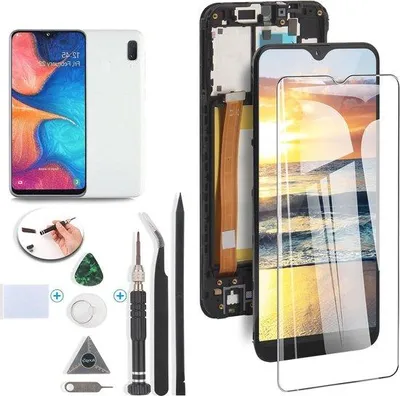 Obrázek produktu pro Sada náhradních dílů pro 5,8palcový LCD displej Galaxy A20E s rámečkem.