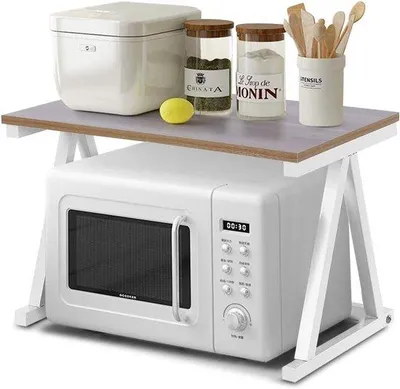 Immagine prodotto di Cassettiere in legno a 2 ripiani - Organizzatore per la cucina - Porta asciugamani magnetica - Portaspezie - 57 x 38 x 38 cm (bianco)