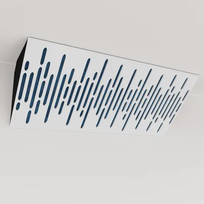 Produktbild von 2er-Pack – Schmale akustische Eck-Bassfalle mit Samtstoff | 23x50x10 cm |Reflexion - Schalldämmung | [WAVE (Horizont) - Weiß |Blau]