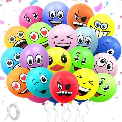 Emoji-Luftballons, 30 Stück, bunt, lustige Smiley-Ballons für Partys