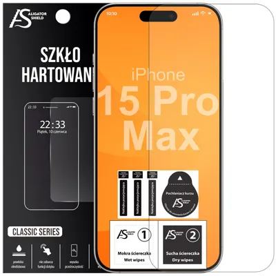 Zdjęcie produktu dla Szkło hartowane do iPhone 15 Pro Max – szybka ochronna na ekran 9H