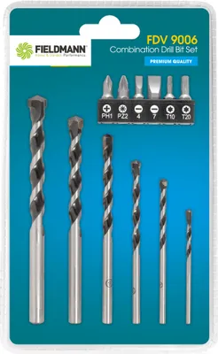 Obrázek produktu pro FIELDMANN FDV 9006 Sada vrtáků Cobalt do zdiva 6 ks, velikost 3,4,5,6,8,10, 6 ks šroubovacích bitů