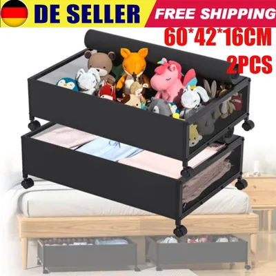 Produktbild von 2er-Pack Unterbett Aufbewahrungsbox mit Rollen Unterbett Aufbewahrungsbox