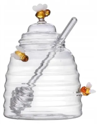 Produktbild von MPLCo Glas Honigtopf mit Bienen Motiv 500 ml mit Löffel