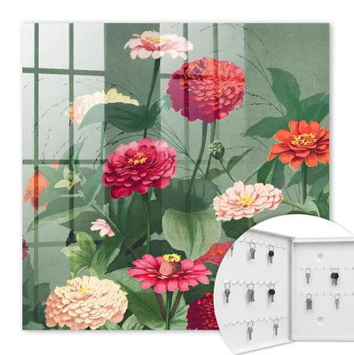 Produktbild von Metall Schlüsselkasten 30 x 30 cm - weißer Schlüsselschrank zur Wandmontage - wandhängende Schlüsselbox mit Tür - nach links öffnend - Schlüsselaufbewahrung für Flur - Büro - Arbeitszimmer - Werkstatt - Garage - Blühender Garten
