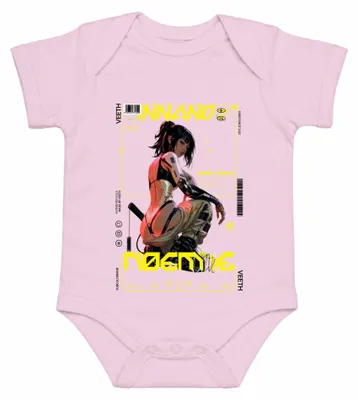Obrázek produktu pro Kyberpunkový styl, futuristický design, kolekce "Budoucnost", Noemie, anime, Japonsko, styl Y2K, dětské body, růžová barva, velikost 0/3