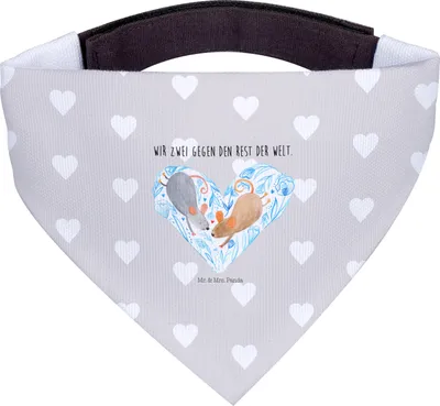 Produktbild von Mr. & Mrs. Panda Halstuch Mäuse Herz - Grau Pastell - Geschenk, Love, Für Hunde, Lieblingsmensch, Liebe, Immer, Tuch, Freundin, Hund, Hundehalstuch