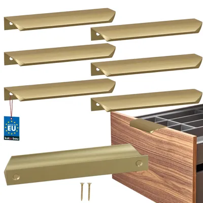Immagine prodotto di KOTARBAU® Set da 6 maniglie per mobili - Maniglie per armadi - 148 mm - Oro opaco - ZnAl - Maniglie con fissaggio posteriore - Maniglie per bordi - Maniglie per cassetti - Cucina - Moderno