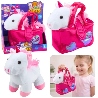 Image de Peluche Licorne Dans Un Sac Blanc 25cm